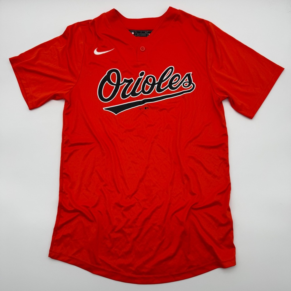 Nike Baltimore‎ Orioles MLB Jersey Mens Small Orange Short Sleeve Henley Shirt